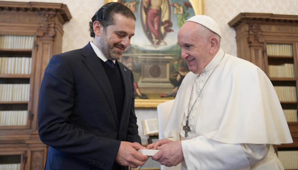 el papa con el primer ministro Líbano