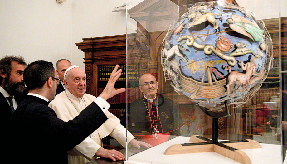 Pope Francis in the Vatican Apostolic Library.