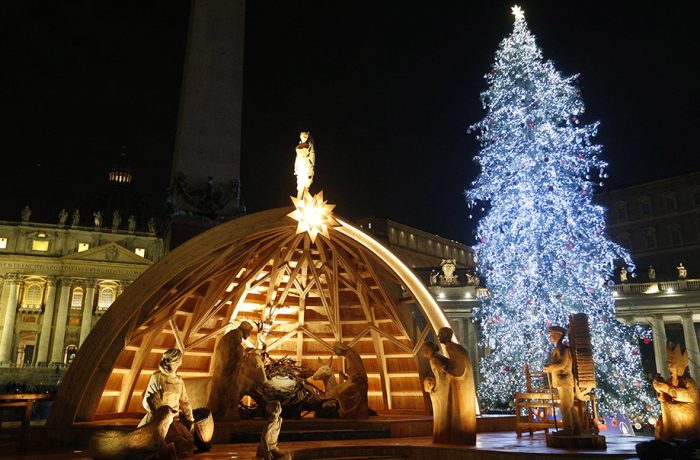 The Nativity Scene and the tree in St. Peter's Square