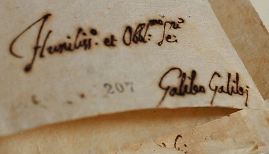 The signature of astronomer Galileo Galilei on the minutes of his trial appears on a document in the Vatican Secret Archives (Photo CNS/Vatican Secret Archives).