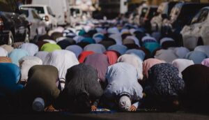 Muslims pray in Dubai's Deira neighborhood in 2019.